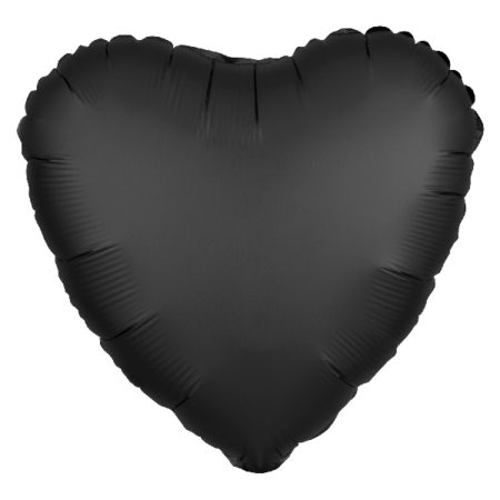 18″/45cm Globo Corazón Satinado Metalizado Negro / Ref: 3803501
