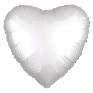 18″/45cm Globo Corazón Satinado Metalizado Luxe White / Ref: 3859001