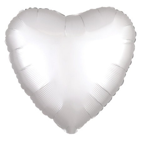 18″/45cm Globo Corazón Satinado Metalizado Luxe White / Ref: 3859001