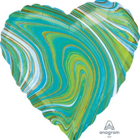 18″/45cm Corazón Marblez Azul-Verde / Ref: 4209502