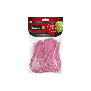 B/S 8 Globos Lunares 28cm Ø Rosa Baby /Ref: HG2040P28