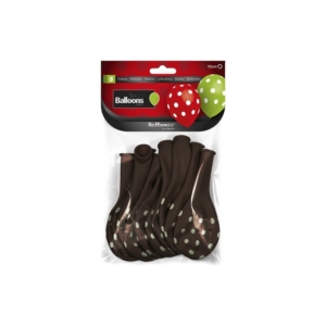 B/S 8 Globos Lunares 28cm Ø Chocolate /Ref: HG2040P40