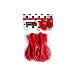 B/S 8 Globos Lunares 28cm Ø Rojo Lunares Negros /Ref: HG2040BP25