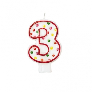 *Velas Polk Dot Birthday (Nº 3) /Ref: INT176003