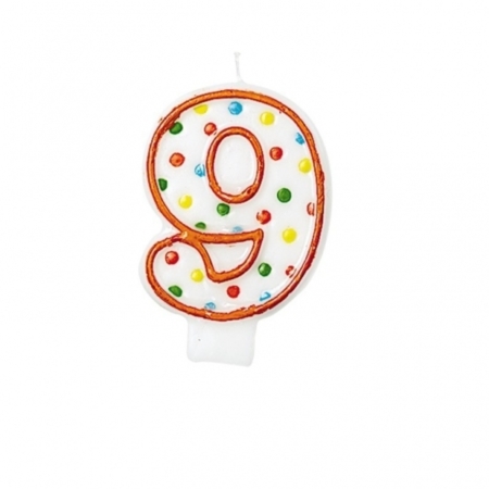  *Velas Polk Dot Birthday (Nº 9) /Ref: INT176009