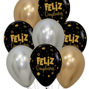 * B/8 Globos Latex R12 Sempertex Feliz Cumpleaños Coronas Reflex Bouquet, 080, 970, 981 /Ref: R12-BQFCF