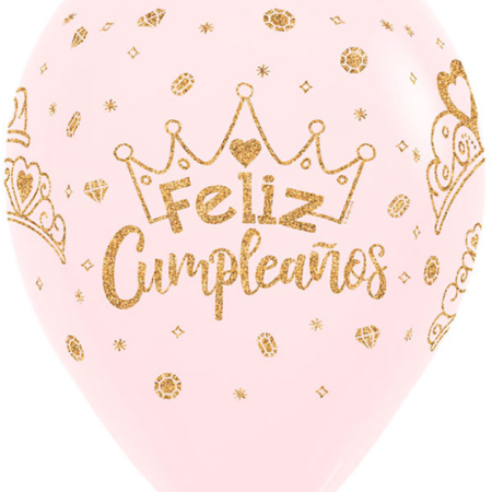 B/12 Fashion Solido Feliz Cumpleaños Coronas R12/30cm /Ref: R12-CUMCR