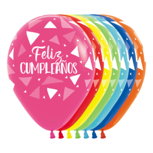 B/12 Globos R12/30cm Ø.: Latex Sempertex Fashion Surtido Triangulos-012 015 020 031 038 041 061 /Ref: R12-CUMTR