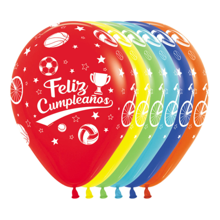B/12 Globos R12/30cm Ø: Latex Sempertex Fashion Surtido F. Cumpleaños Deportes- 015 020 031 038 041 061 /Ref: R12-DEP