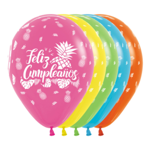 B/12 Globos R12/30cm Ø: Latex Sempertex Fashion Surtido F. Cumpleaños Hawaiano 30cm – 012 020 031 038 061 /Ref: R12-FCHAW