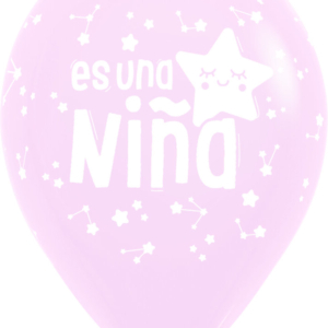 B/12 Globos R12/30cm Ø: Es Un Niña Estrellas /Ref: R12-NIÑA-609