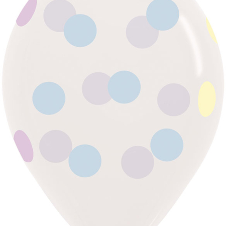 B/12 Globo Latex R12/30cm Latex Sempertex Puntos Pastel Cristal /Ref: R12-PUNTPS