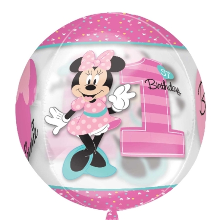 ORBZ: Globo Primer Cumpleaños Orbe Minnie Mouse Metalizado – Metalizado 40-45cm /Ref: 3438101