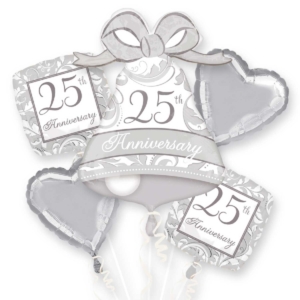 Ramo de Globo Aniversario de Bodas Plata 25 Años – Surtido de Globos Metalizados /Ref: 2524101