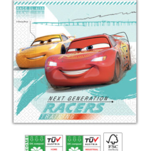 .Pack 20 Unds.Servilletas 33 X 33cm Cars High Compostable 3Ply /Ref: 91507