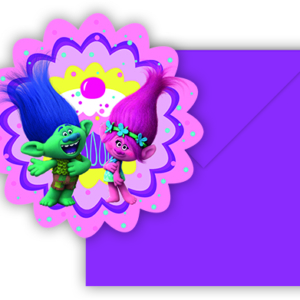 1 Pack de 6 Invitaciones FORMA TROLLS /Ref: 87019