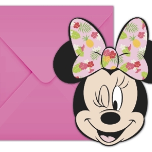 1 Pack de 6 Invitaciones FORMA MINNIE TROPICAL /Ref: 89237