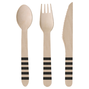 .Pack 24 Unds. Cubiertos Madera Rayas Negras 16cm /Ref: 9903010 .Pack 24 Unds. Cubiertos Madera Rayas Negras 16cm /Ref: 9903010
