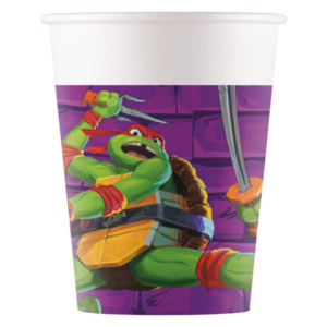 .8 UNDS. Vasos 200ml Papel Tortugas Ninja Mutantes Fsc /Ref: 96458