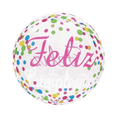 .GLOBOS BUBBLE – BURBUJA CONFT FELIZ CUMP 20/50cm /Ref: BBQ010-20-26