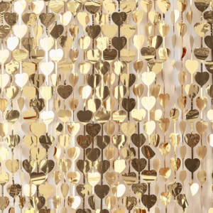 .Cortina Corazones Oro 1X2,5M /Ref: GO-152 .Cortina Corazones Oro 1X2,5M /Ref: GO-152