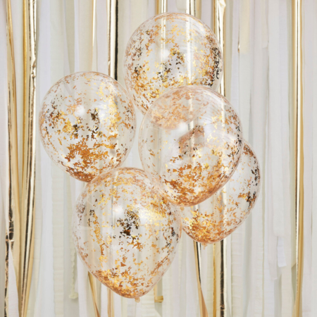 Globos Latex Con Confeti Oro  /Ref: MIX-154