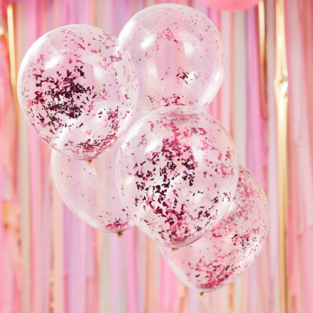 Globos Latex Con Confeti Rosa /Ref: MIX-155