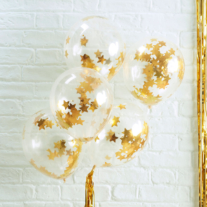 Globos Latex Con Confeti Estrellas Oro /Ref: MS-191