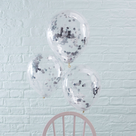 Globos Latex Con Confeti Plata /Ref: PM-197