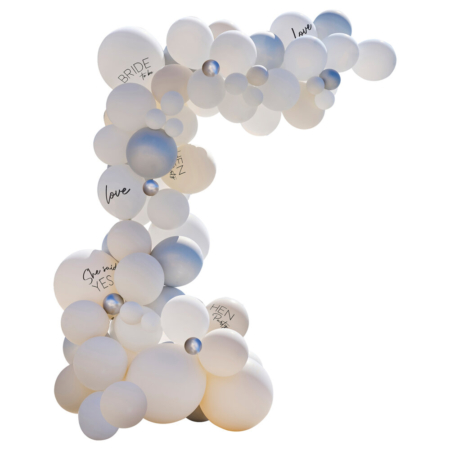 Kit Globos Latex Para Arco Blanco Y Plata Bride /Ref: WE-100