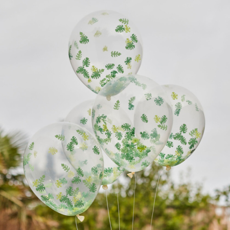 Globos Latex Con Confeti Hojas Jungla /Ref: WILD-106