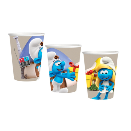 8 unds vasos de papel pitufos