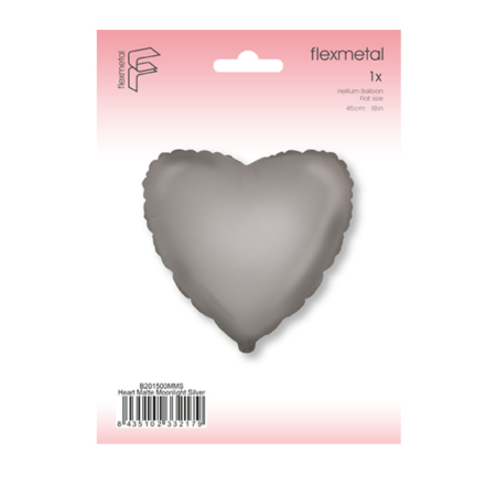 globo corazón silver matte