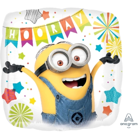 _18″/45cm Globo Cuadrado de Cumpleaños Minions – Metalizado 45cm /Ref: 3615901